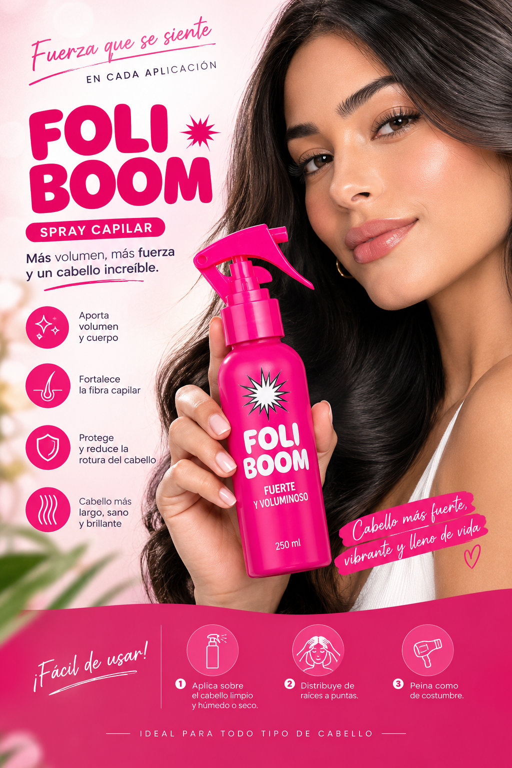 Spray Capilar para Cabello Fuerte y Voluminoso