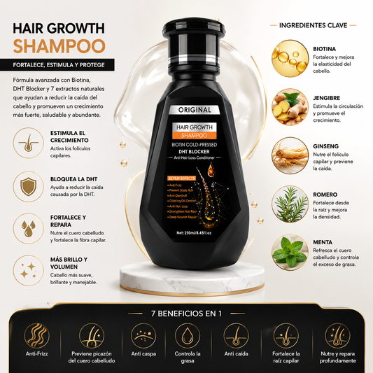 🔥 Hair Growth Shampoo | El Secreto para un Cabello Más Fuerte, Sano y Radiante