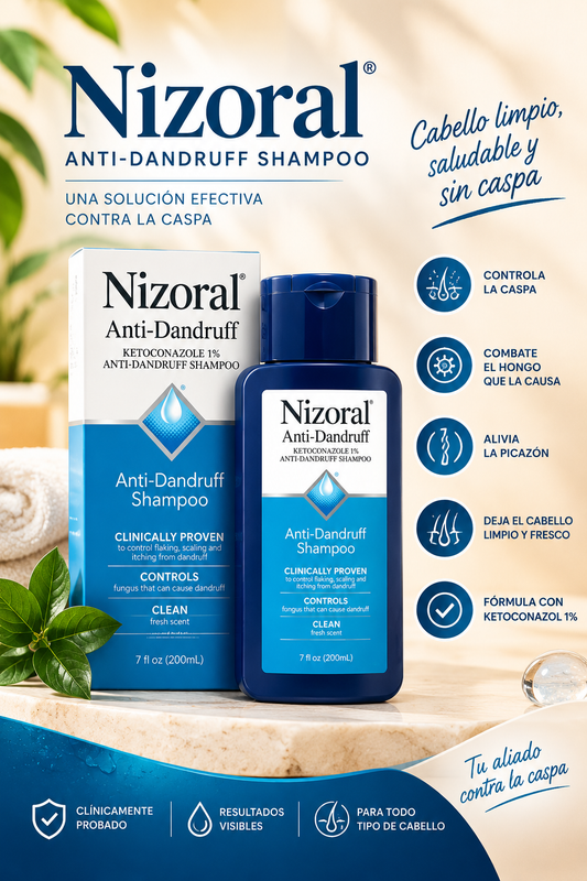✨ Nizoral 1% Ketoconazol – Shampoo Anticaspa para un Cuero Cabelludo Limpio y Fresco